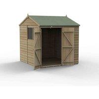 Forest Garden 4LIFE Reverse Apex Shed 7x7 2 Door 2 Windows, Brown