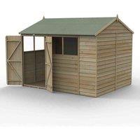 Forest Garden 4LIFE Reverse Apex Shed 10x8 2 Door 4 Windows, Brown