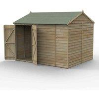 Forest Garden 4LIFE Reverse Apex Shed 10x8 2 Door No Windows, Brown