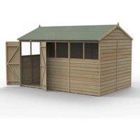 Forest Garden 4LIFE Reverse Apex Shed 12x8 2 Door 6 Windows, Brown