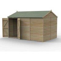 Forest Garden 4LIFE Reverse Apex Shed 12x8 2 Door No Windows, Brown