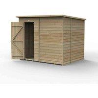Forest Garden 4LIFE Pent Shed 8x6 - Single Door - No Windows, Brown