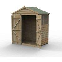 Forest Garden 4LIFE Apex Shed 6x4 - Double Door - 2 Windows, Brown