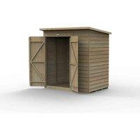 Forest Garden 4LIFE Pent Shed 6x4 - No Windows - Double Door, Brown