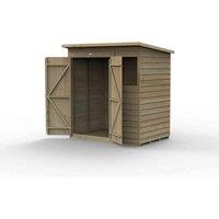 Forest Garden 4LIFE Pent Shed 6x4 - 1 Window - Double Door, Brown
