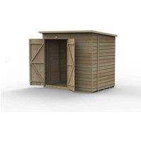 Forest Garden 4LIFE Pent Shed 7x5 - No Windows - Double Door, Brown
