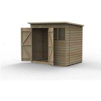 Forest Garden 4LIFE Pent Shed 7x5 - 2 Windows - Double Door, Brown