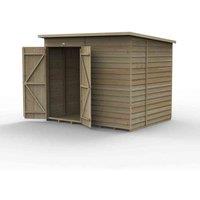 Forest Garden 4LIFE Pent Shed 8x6 - No Windows - Double Door, Brown