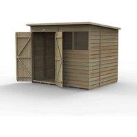 Forest Garden 4LIFE Pent Shed 8x6 - 2 Windows - Double Door, Brown