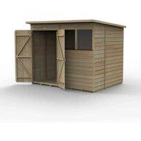 Forest Garden Beckwood 8x6 Pent Shed - 2 Windows - 2 Door, Brown