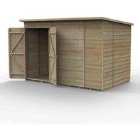 Forest Garden Beckwood 10x6 Pent Shed - No Windows - 2 Door, Brown