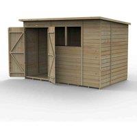 Forest Garden Beckwood 10x6 Pent Shed - 2 Windows - 2 Door, Brown