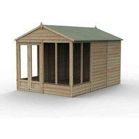 Forest Garden 4LIFE Apex Summerhouse 8x12 - Double Door - 6 Window, Brown