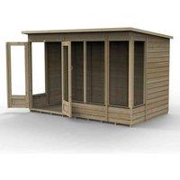 Forest Garden 4Life Pent Summerhouse 10X6 2 Door 5 Window, Brown