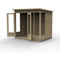 Forest Garden 4Life Pent Summerhouse 7X5 2 Door 4 Window, Brown