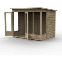 Forest Garden 4Life Pent Summerhouse 8X6 2 Door 4 Window, Brown