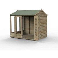 Forest Garden 4Life Reverse Summerhouse 8X6 2 Door 5 Window, Brown