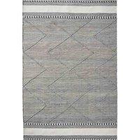 Pacific Lifestyle Grey/White Plaited Stripe Rectangular Rug, Grey