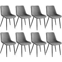 Tectake Velvet Accent Chair Monroe Set Of 8, Grey