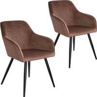 Tectake Accent Chair Marilyn Set Of 2 w/ Black Legs, Brown