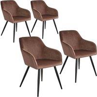 Tectake Accent Chair Marilyn Set Of 4 w/ Black Legs, Brown