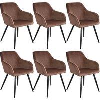 Tectake Accent Chair Marilyn Set Of 6 w/ Black Legs, Brown