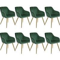 Tectake Accent Chair Marilyn w/ Armrests Set Of 8 - Green, Green