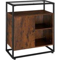 Tectake Cabinet Coventry 70x38x80.5cm w/ Display Shelves, Cupboard And Glass Top - Brown, Brown