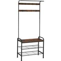 Tectake Coat & Shoe Rack, 73.5x36x184cm - Brown, Brown