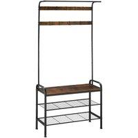 Tectake Coat & Shoe Rack, 85.5x36184cm - Brown, Brown
