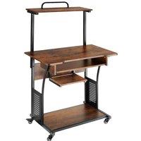 Tectake Computer Desk Fife w/ 4 Tiers And Rolling Castors - Brown, Brown