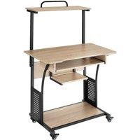 Tectake Computer Desk Fife w/ 4 Tiers And Rolling Castors - Light Brown, Brown