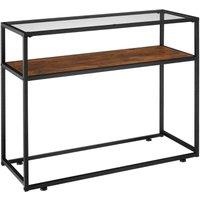 Tectake Console Table Kilkenny w/ 2 Shelves, Glass Surface And Slim Design - Brown, Brown