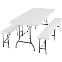 Tectake Dining Table And Bench Set - White, White