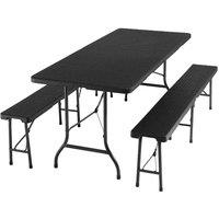 Tectake Dining Table And Bench Set - Black, Black