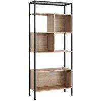 Tectake Free Standing Shelf Hastings 75x31x170.5cm w/ 5 Tiers & 3 Storage Compartments - Light Brown, Brown