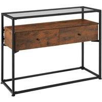 Tectake Hallway Console Table Reading 101.5x41.5x80.5cm w/ Two Shelves & Two Drawers - Brown, Brown