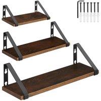 Tectake Hanging Shelf Cowell Set Of 3 Shelves - Brown, Brown