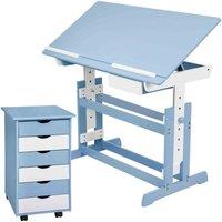 Tectake Height-adjustable Desk plus Filing Cabinet - Blue, Blue