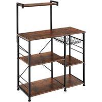 Tectake Kitchen Shelf Crawley - 6 Shelves & Basket - Brown, Brown