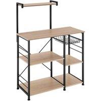 Tectake Kitchen Shelf Crawley - 6 Shelves & Basket - Light Brown, Brown