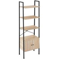 Tectake Ladder Shelf Brentwood 57.5x34x173cm w/ 4 Shelves, 2 Cupboards - Light Brown, Brown