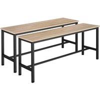 Tectake Pair Of Benches Fairfield 108 x 32.5 x 50 cm - Light Brown, Brown