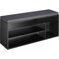 Tectake Shoe Cabinet Natalya w/ 4 Storage Spaces And Seat - Black, Black
