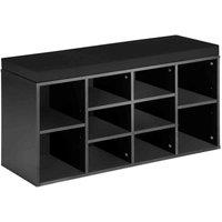 Tectake Shoe Rack w/ Bench - Black, Black