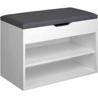 Tectake Shoe Storage Bench Jasmina w/ 2 Shelves And Hinged Lid - White, White