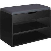 Tectake Shoe Storage Bench Jasmina w/ 2 Shelves And Hinged Lid - Black, Black