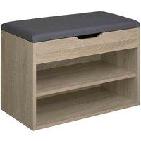 Tectake Shoe Storage Bench Jasmina w/ 2 Shelves And Hinged Lid - Brown, Brown