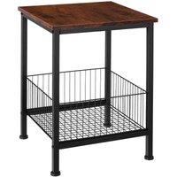 Tectake Side Table Grimsby 40x40x55.5cm w/ Integrated Storage Basket - Brown, Brown