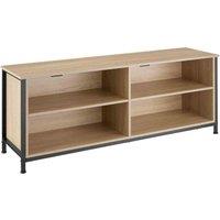 Tectake TV Cabinet Navan 147x41x60.5 cm w/ 4 Compartments & Adjustable Shelves - Light Brown, Brown